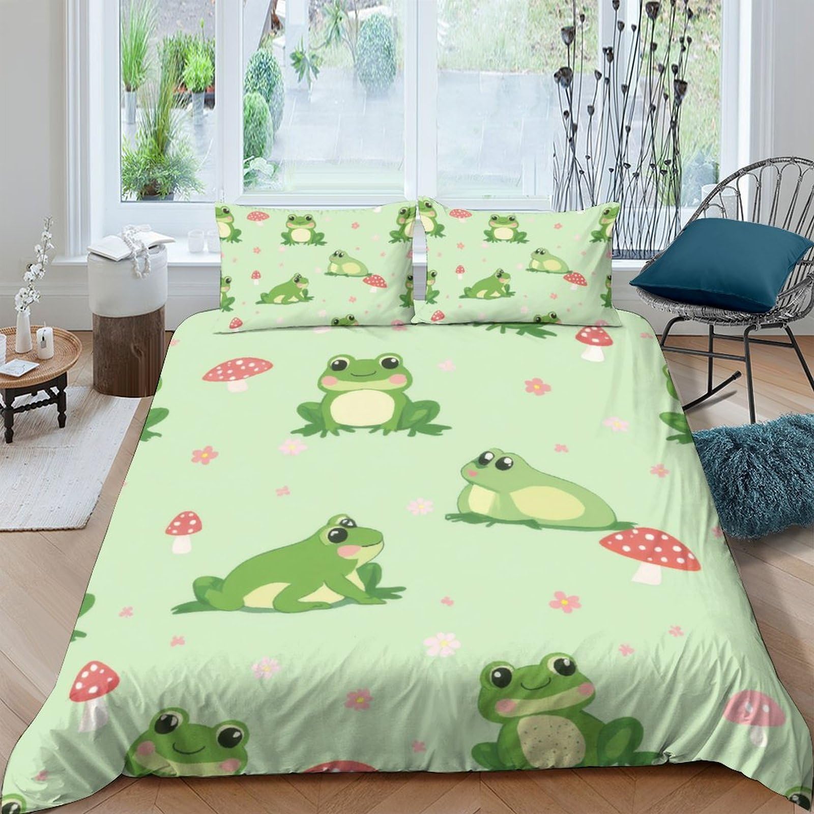 Ctjqhvkz Style-10 3D Printed Frog Strawberry Fitted Sheet Microfiber Soft Breathable Mushroom Bed Cover For Bedroom Guest Room Decor Single（135X200cm）