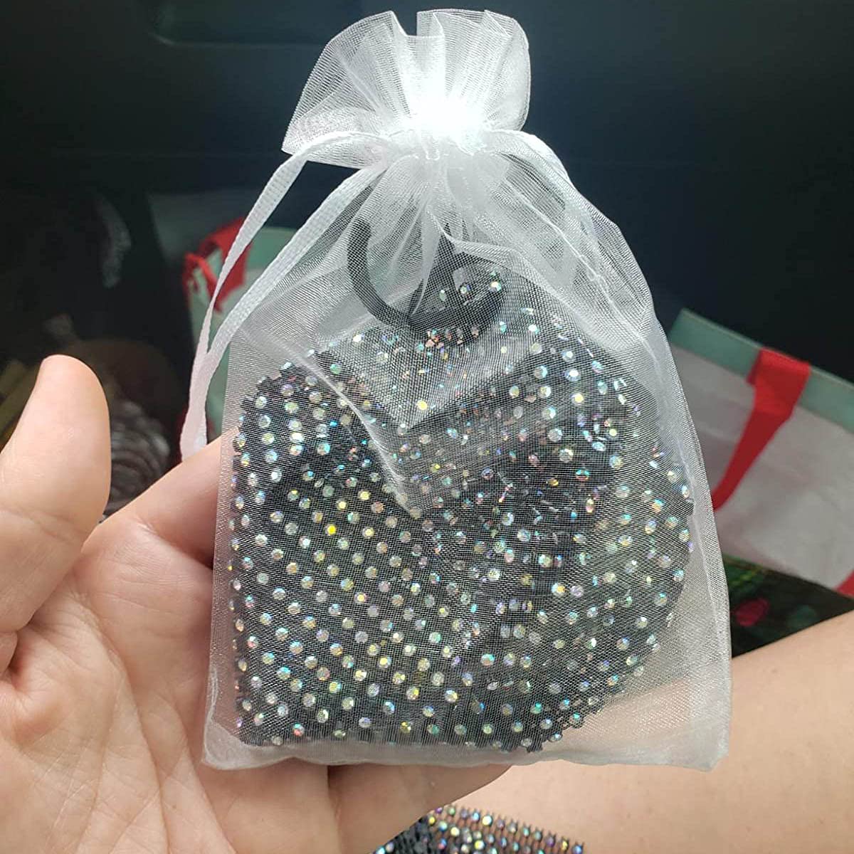 Gmnosuw 100 bolsas de regalo de organza con cordón para joyas, collares, tela transparente de malla blanca de 4 x 6 pulgadas, bolsa de regalo de tamaño mediano para baby shower, Navidad, cumpleaños,