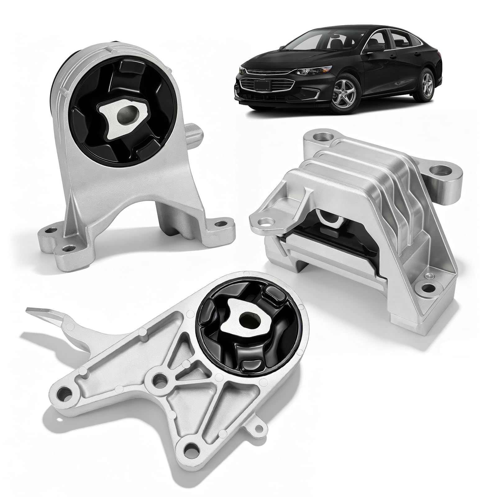 Engine Motor &amp; Transmission Mount 3PCS Set Fit for Chevy/Chevrolet Malibu 2009-2012 2.4L L4, 6-Speed Automatic, Front Engine Mount, Front &amp; Rear Transmission Mount, Replaces A5398 A5504 A5503