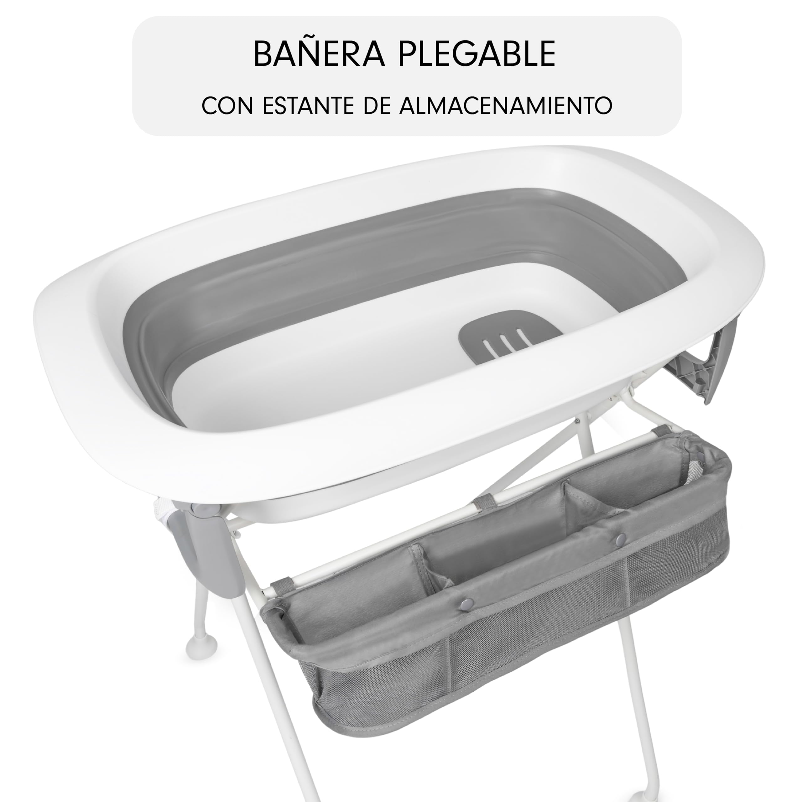 Toral Bañera Bebe con Patas y Cojín Comoda, Facil de Guardar, con Tapón y Patas Antideslizantes - Bañera Bebé Plegable Portatil - Asiento Bañera Bebe Modelo Vera