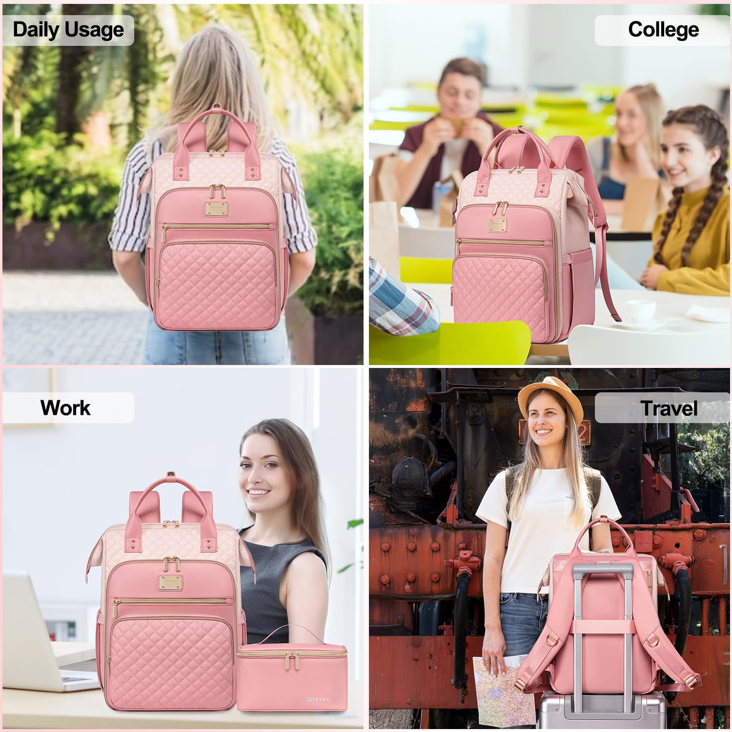 Lunch Backpack for Women, 15.6 inch Laptop Backpacks for Womens, Work Backpacks with Lunchbox,Insulated Back pack Cooler,Teacher Nurse Travel Backpack for Women - Image 7