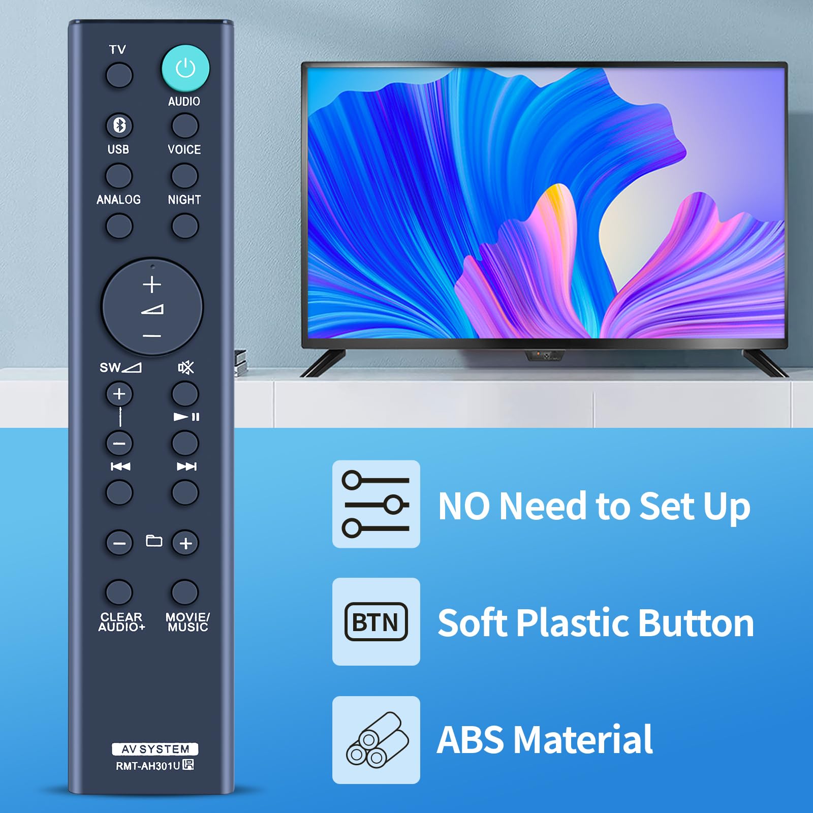 RMT-AH301U Telecomando Ricambio Per Soundbar Sony HT-MT300 HT-MT301 | Infrarossi Plug And Play | Nessuna Programmazione - copertina