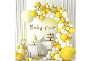 Yellow Balloons Garland Kit: 102 Pastel Yellow, White, Gold Confetti Balloons for Parties