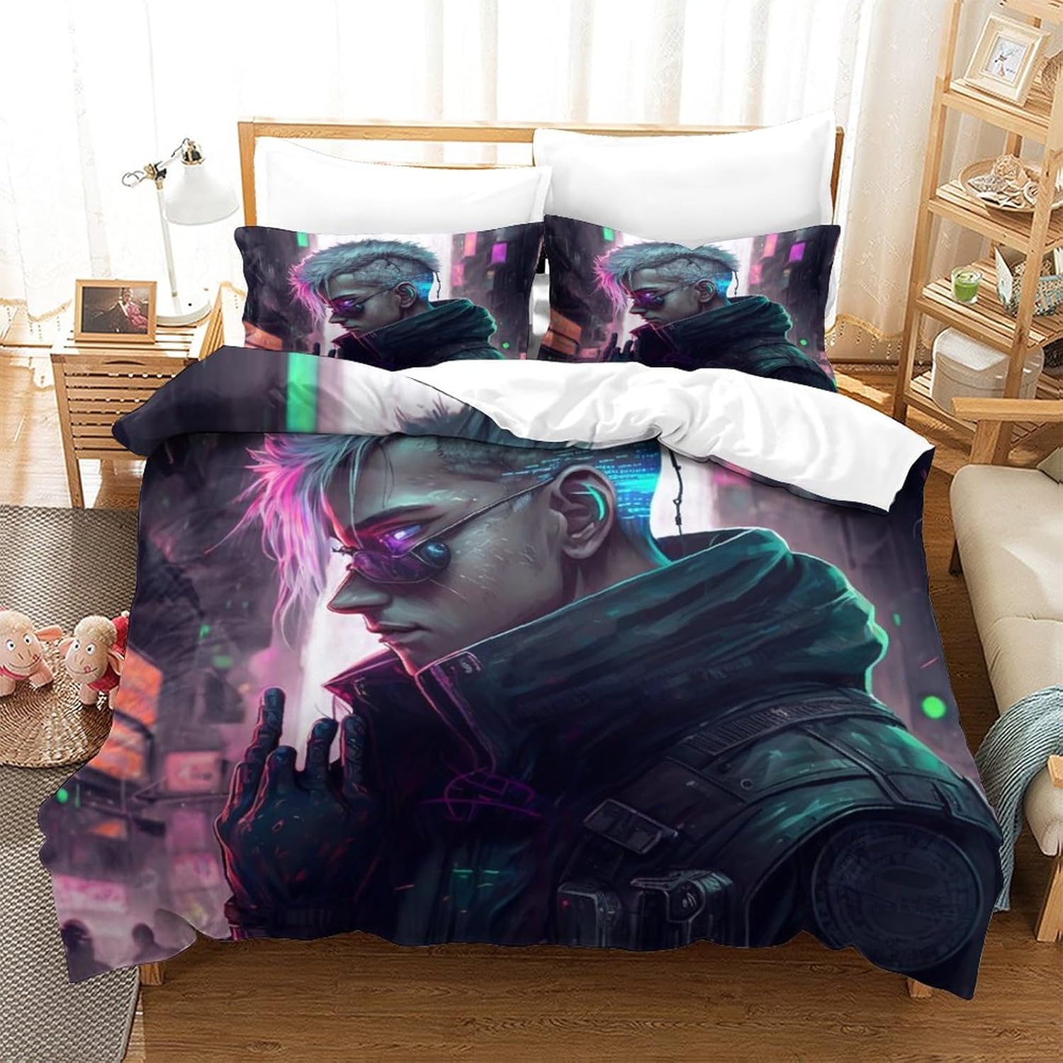 Printed Quilt Cover 3D Print Pillow Cases Bedding Set Soft Easy Care Bedding Quilt Cover Set Quilt Cover Children Room Decor 2 Pillowcases Twin（173x218cm）