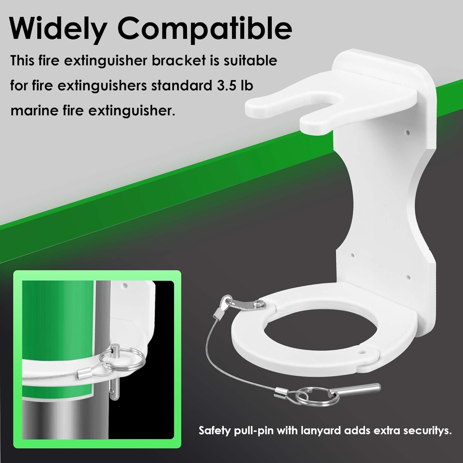 Fire Extinguisher Mounting Bracket Plastic Boat Fire Extinguisher Wall Mount Bracket, Marine Wall Holder Hange for Boat, Home, Car, RV, Mini Fire Extinguishers (White)