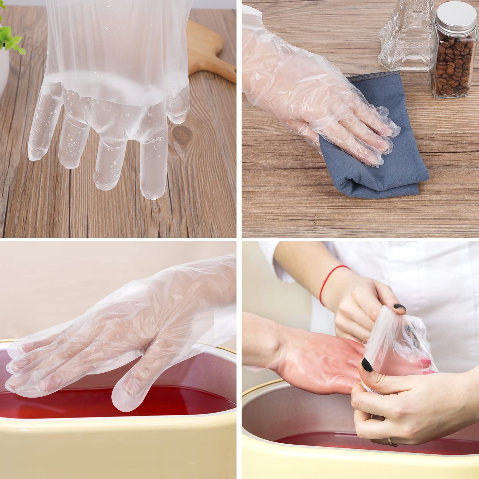 Bagno in Paraffina,Fodere da Bagno in Paraffina,Maschera Mani in Paraffina,Sacchetti per Il Bagno in Cera di Paraffina,100 guanti trasparenti e 100 stivali,200PCS