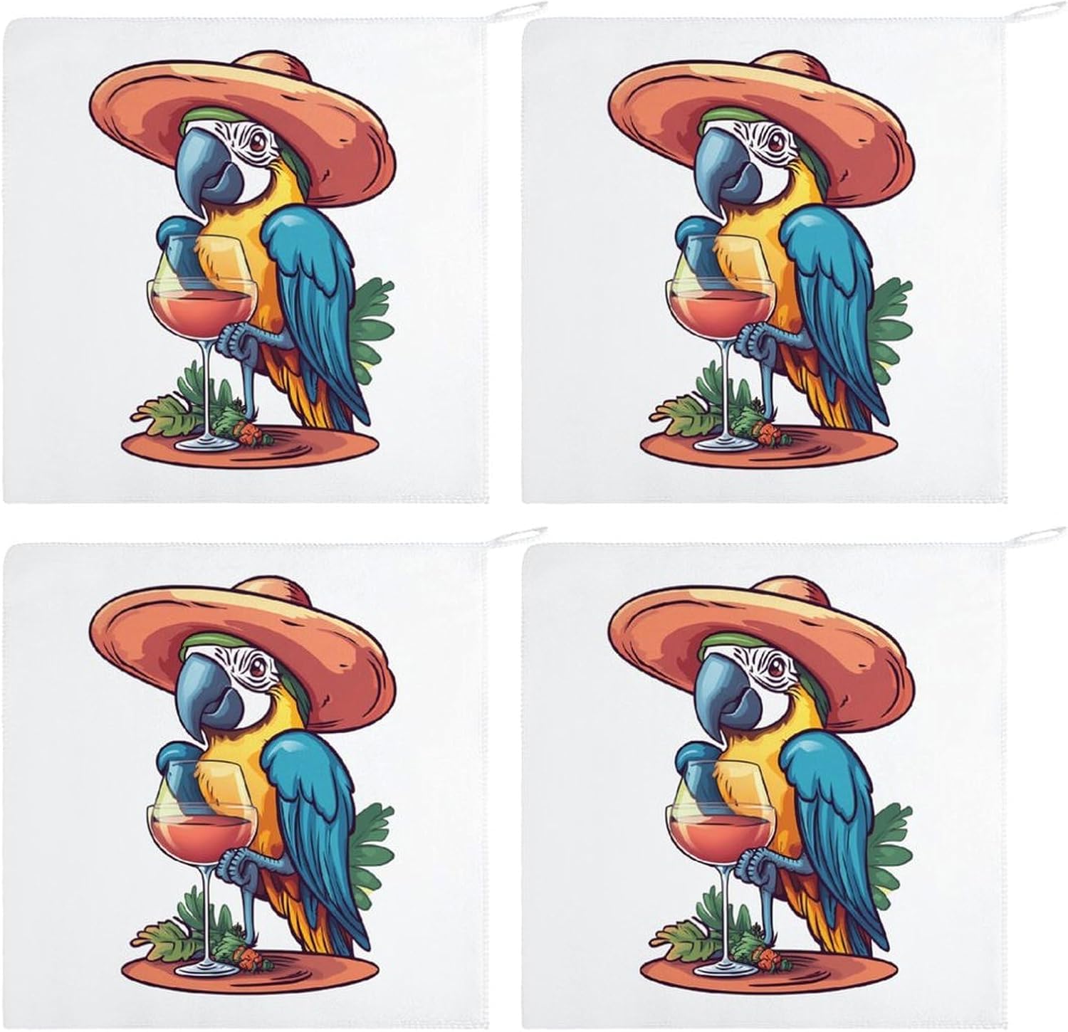 Cute Parrot Mexican Towel Hand Towels Decorative Towel for Bathroom Kitchen Shower Gym 4PCS