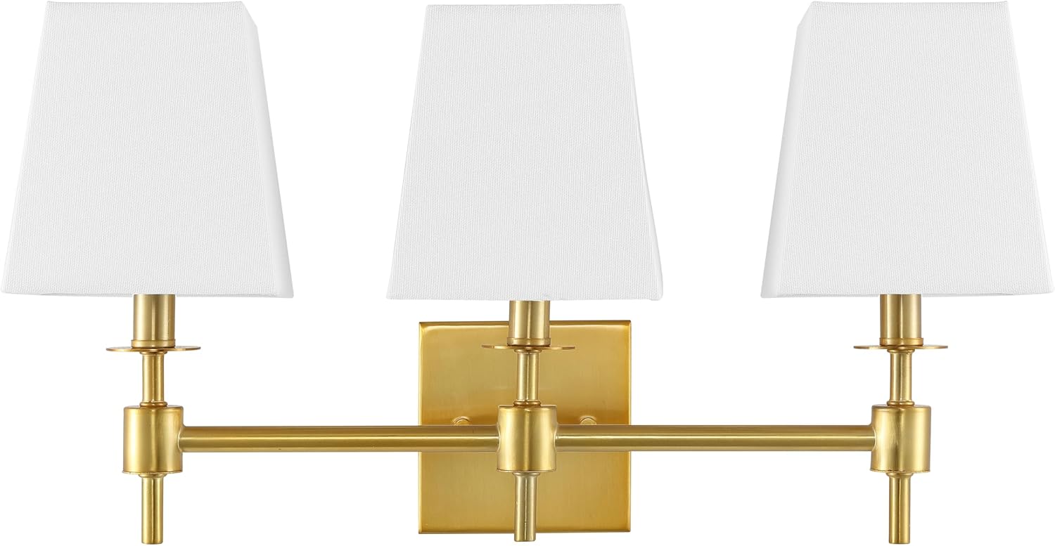 SAFAVIEH Lighting Collection Clelia Brass 3-Light Wall Sconce Light Fixture (LED Bulbs Included)