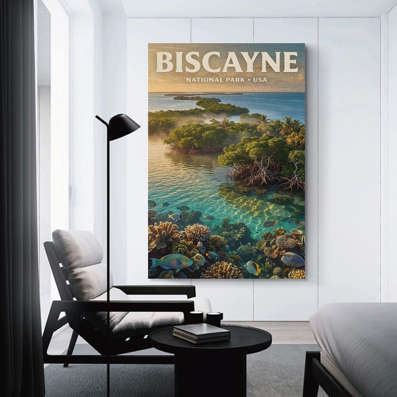 Junmoney Unframe-Style-15 Biscayne National Park Underwater Paradise Canvas Art Print 24X36inch(60X90cm), For Front Hall, Corridor Or Welcome Spaces, Home Artwork For First Impressions