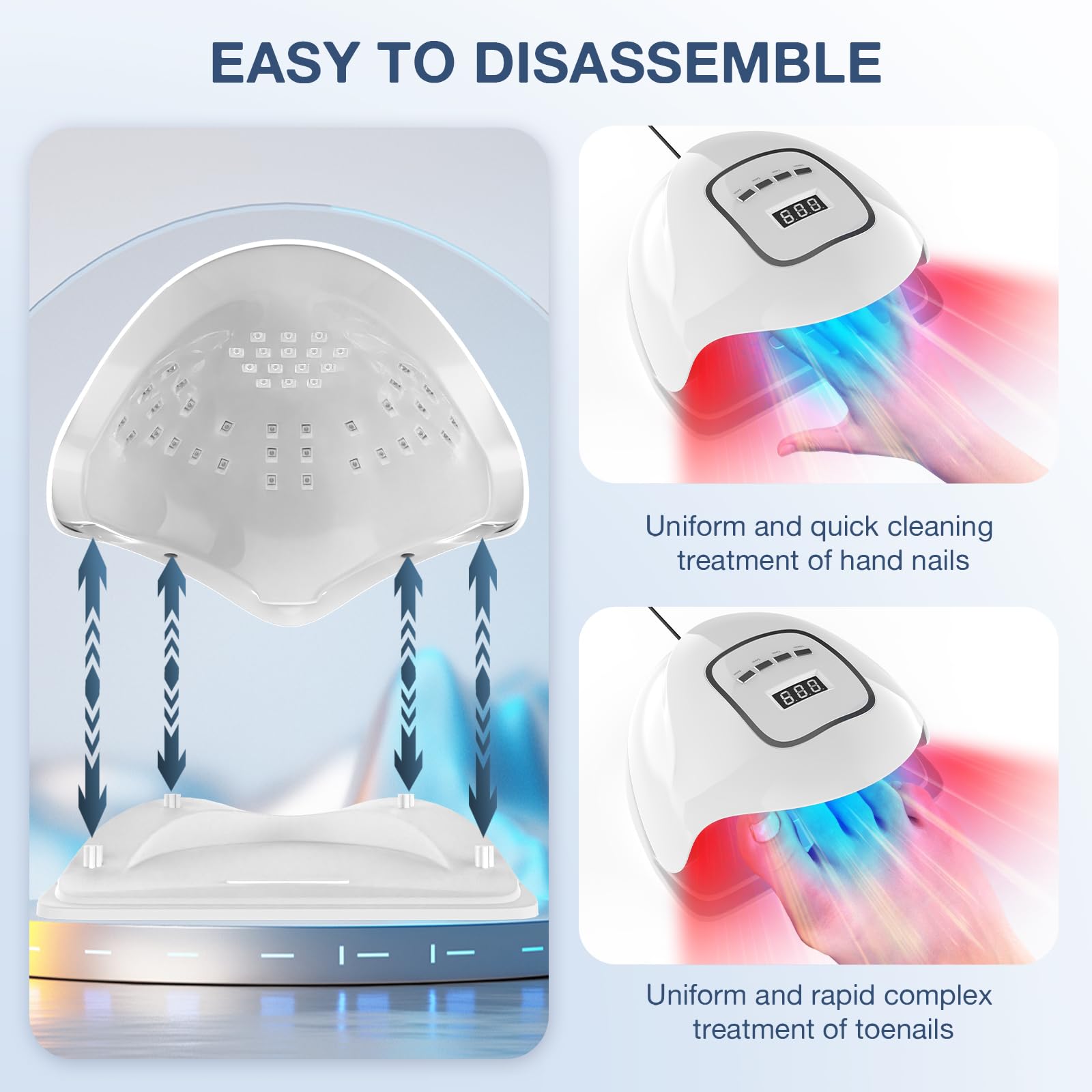 iKeener Dispositivo laser per funghi del chiodo, approvato dalla FDA, pulizia delle unghie e onicomicosi, rimozione funghi con luce blu 15 x 470 nm + 30 x 650 nm luce rossa, sessioni