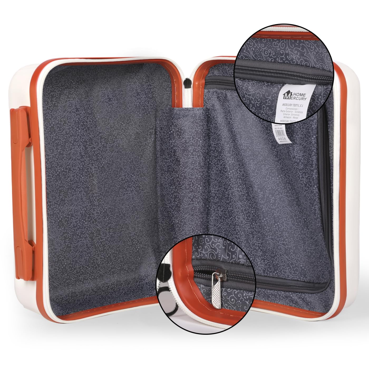 MERCURY TEXTIL- Juego de 4 Maletas de Viaje (Hueso) | Neceser, Cabina, Mediana y Grande de Polipropileno con Ruedas Giratorias 360º y Cierre de Seguridad.