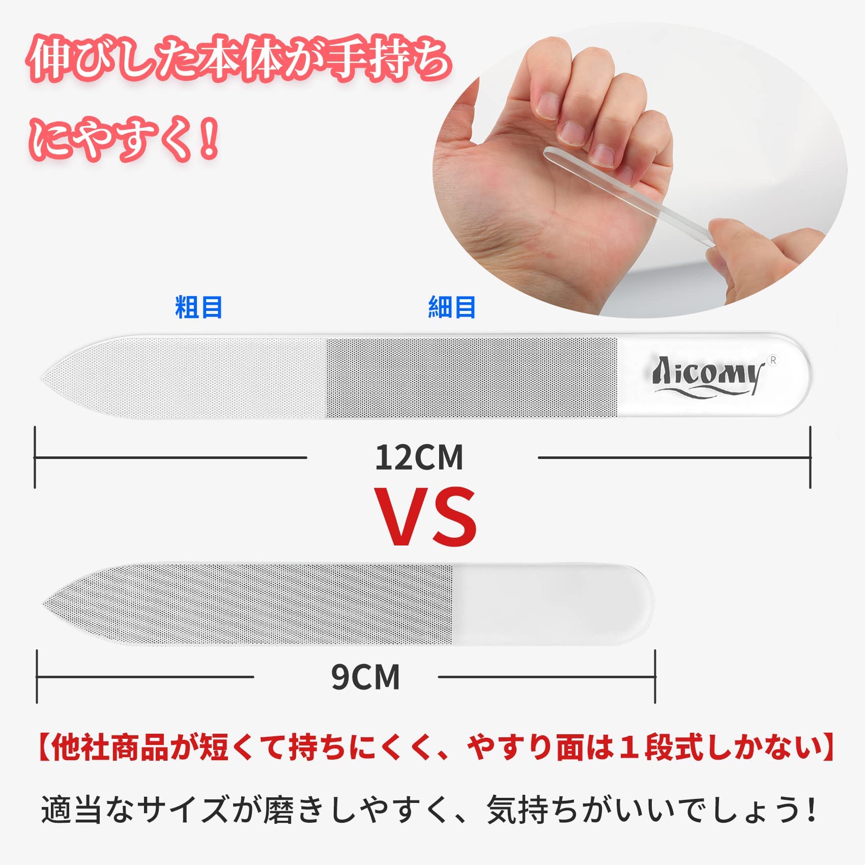 Amazon.co.jp: 爪やすり【最新技術細目と粗目の2段式】爪磨き ネイル