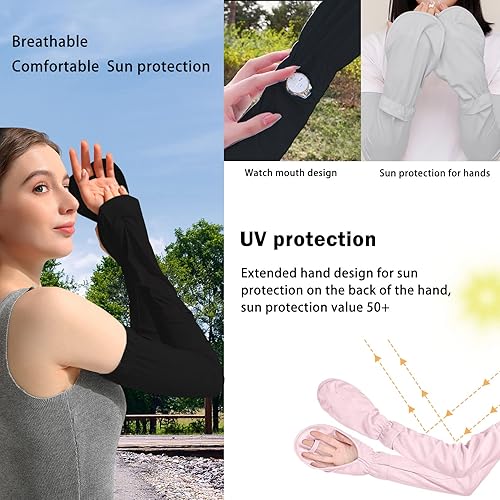 Miniatura 3 de Mangas de sol sin dedos para conducir, manga ajustable con guantes, protección UV, cubierta de brazo de refrigeración para jardinería
