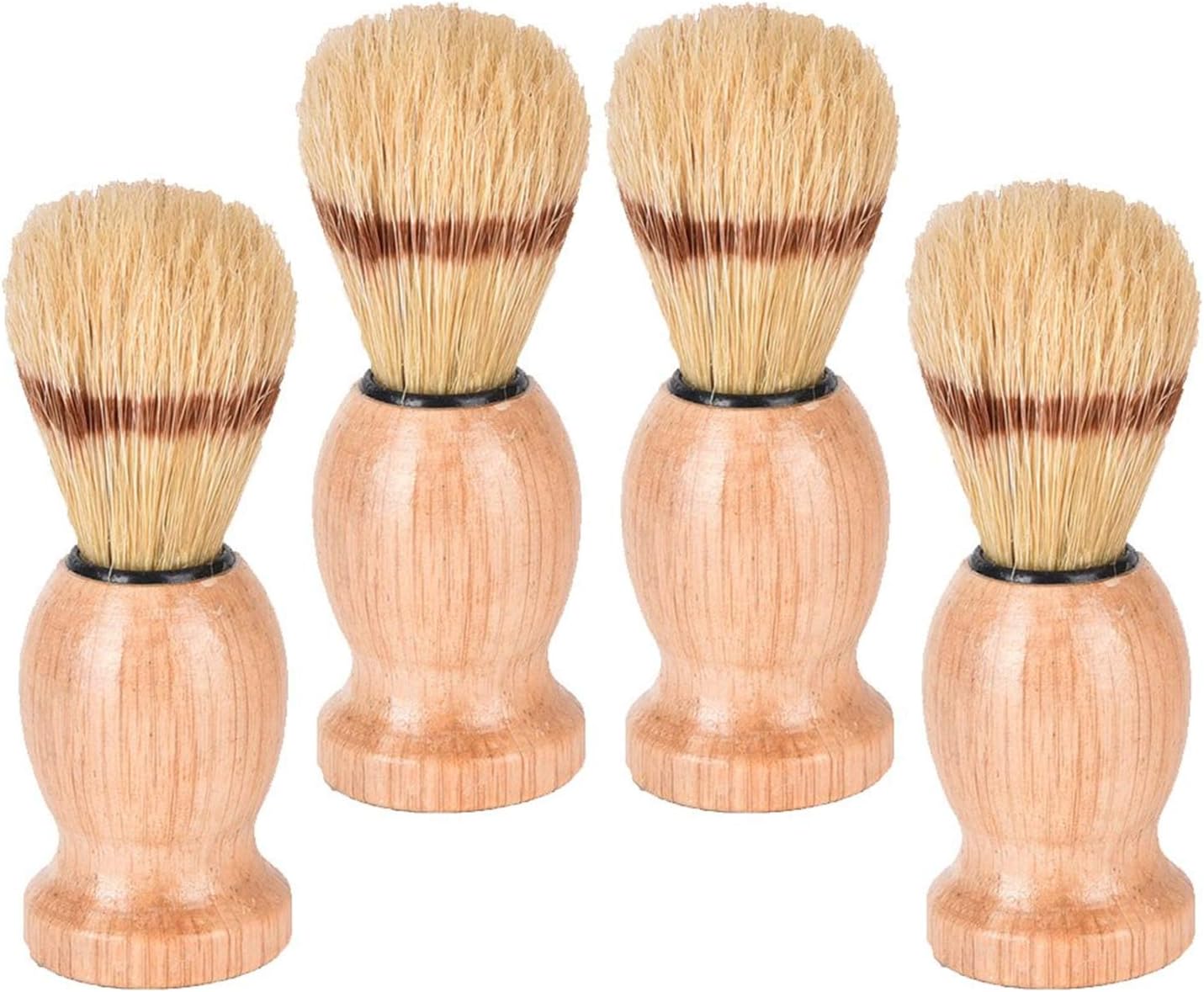 4Pcs Men Shaving Brush Wood Handle, Professional Salon Tools