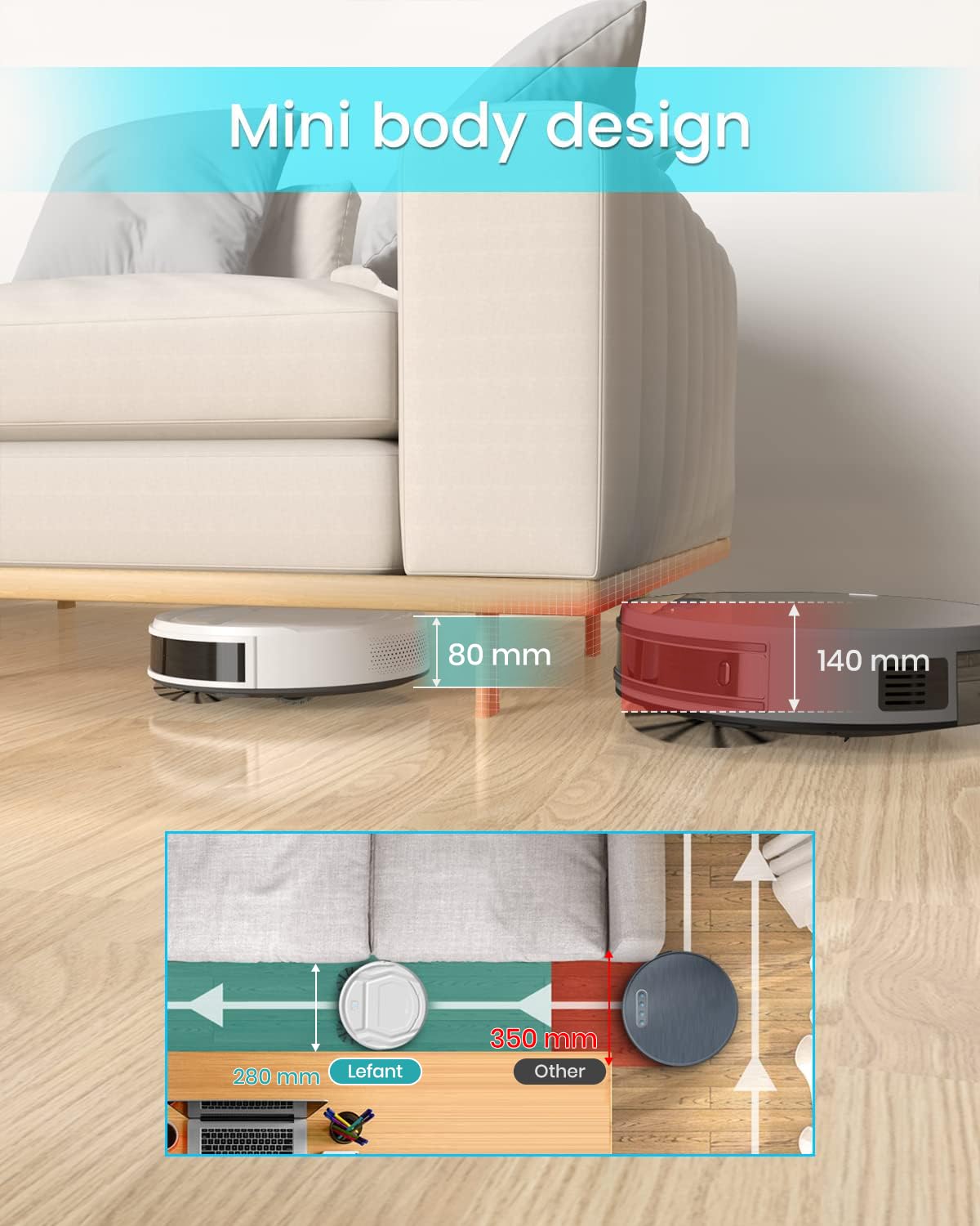 Lefant M210 Pro Robot Vacuum with Powerful Suction, 6 Cleaning Modes, 120 Mins Runtime, Quiet, Self-Charging, Voice Control view 6