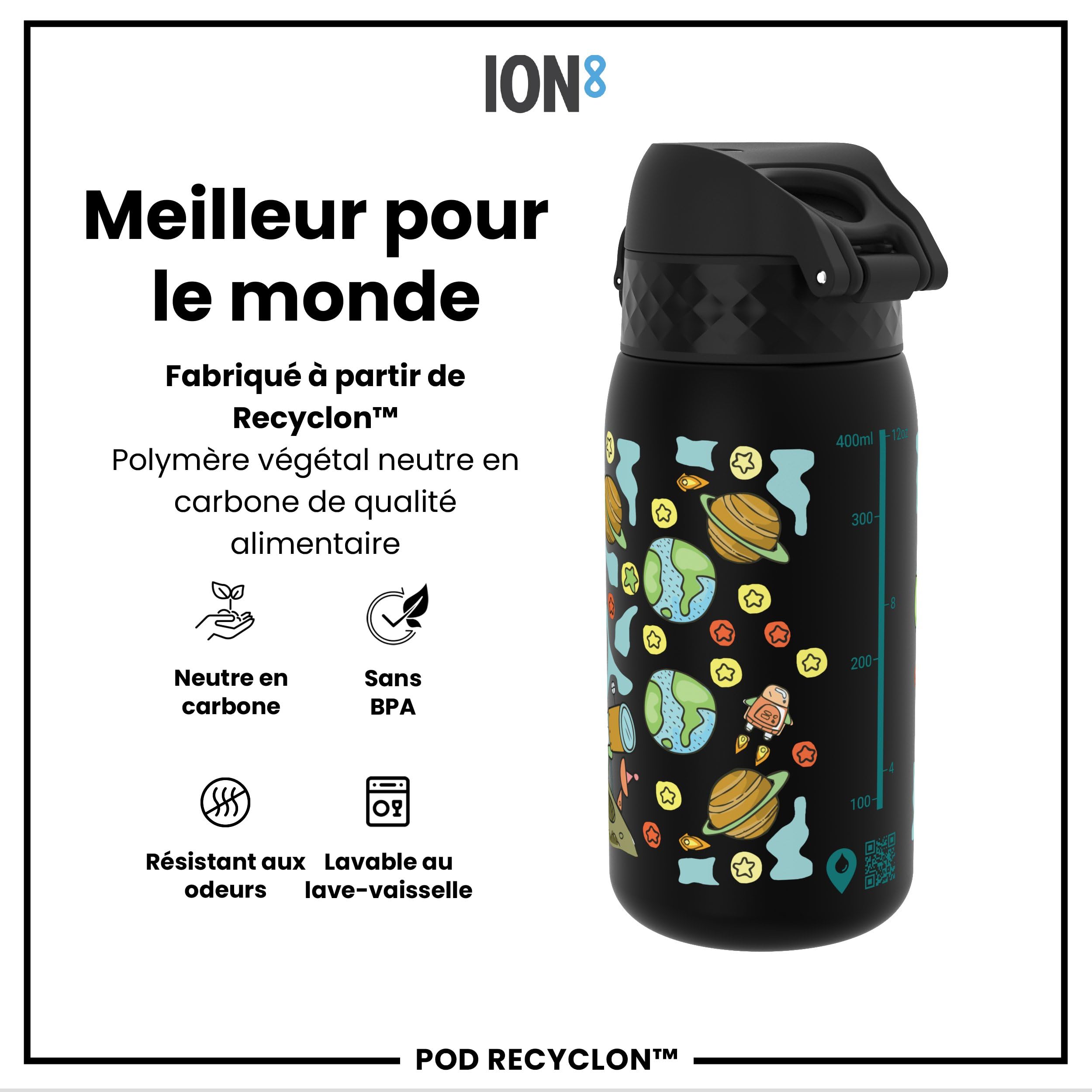 Gourde Enfant Ion8 350 Ml – Anti-fuite, Bec Verrouillable, Sans BPA, Passe Au Lave-vaisselle, Motif Licorne, Neutre En Carbone