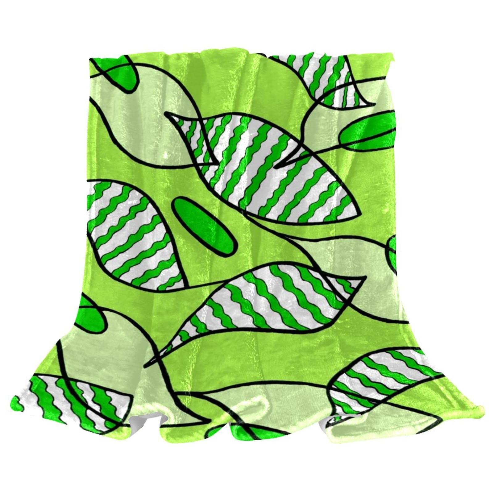 Couverture polaire art d'ondulation abstrait vert pour une chambre apaisante