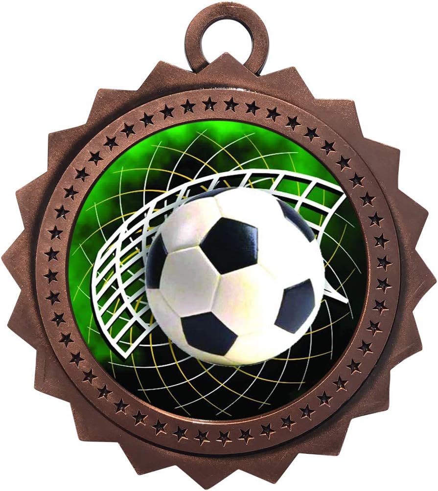 10 PK of Soccer Bronze Medals Trophy Award with Neck Ribbons D03-FCL542