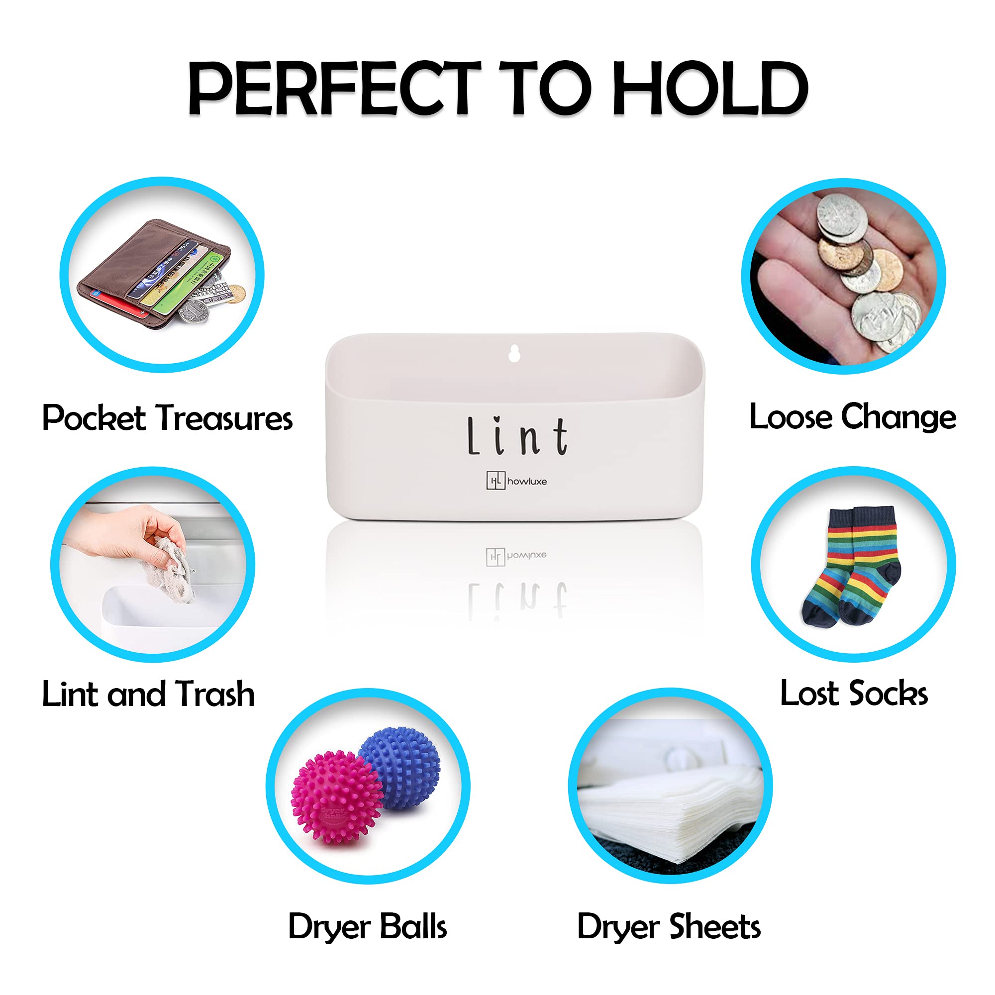 HowLuxe Lint Bin for Laundry Room Minimalist Plastic Dryer