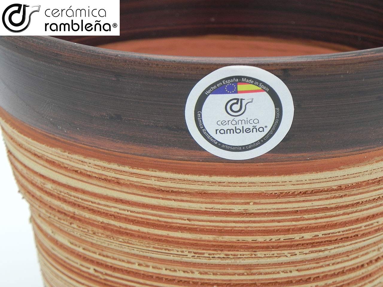 Ceramic RAMBLEÑA | Garnki z czerwonego błota | Dekoracyjne doniczki | Doniczki ceramiczne | Doniczki zewnętrzne | Pająk-orzech | 100% Ręcznie robione dekoracje | 17x17x14 cm (Zestaw 3 sztuki)