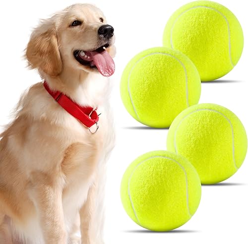 Miniatura 1 de Susu & Wuwu Pelotas de tenis gigantes grandes para perros, 4 pulgadas grandes, paquete de 4 para jugar al aire libre y regalos de cumpleaños de