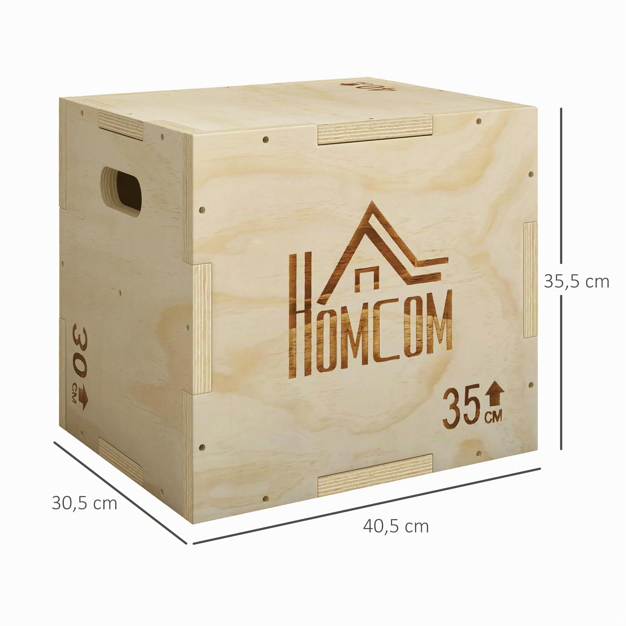 HOMCOM Box Jump pliométrica 3 en 1 - Aparato para saltar, musculación, fitness y crossfit plyobox para caja de entrenamiento de madera