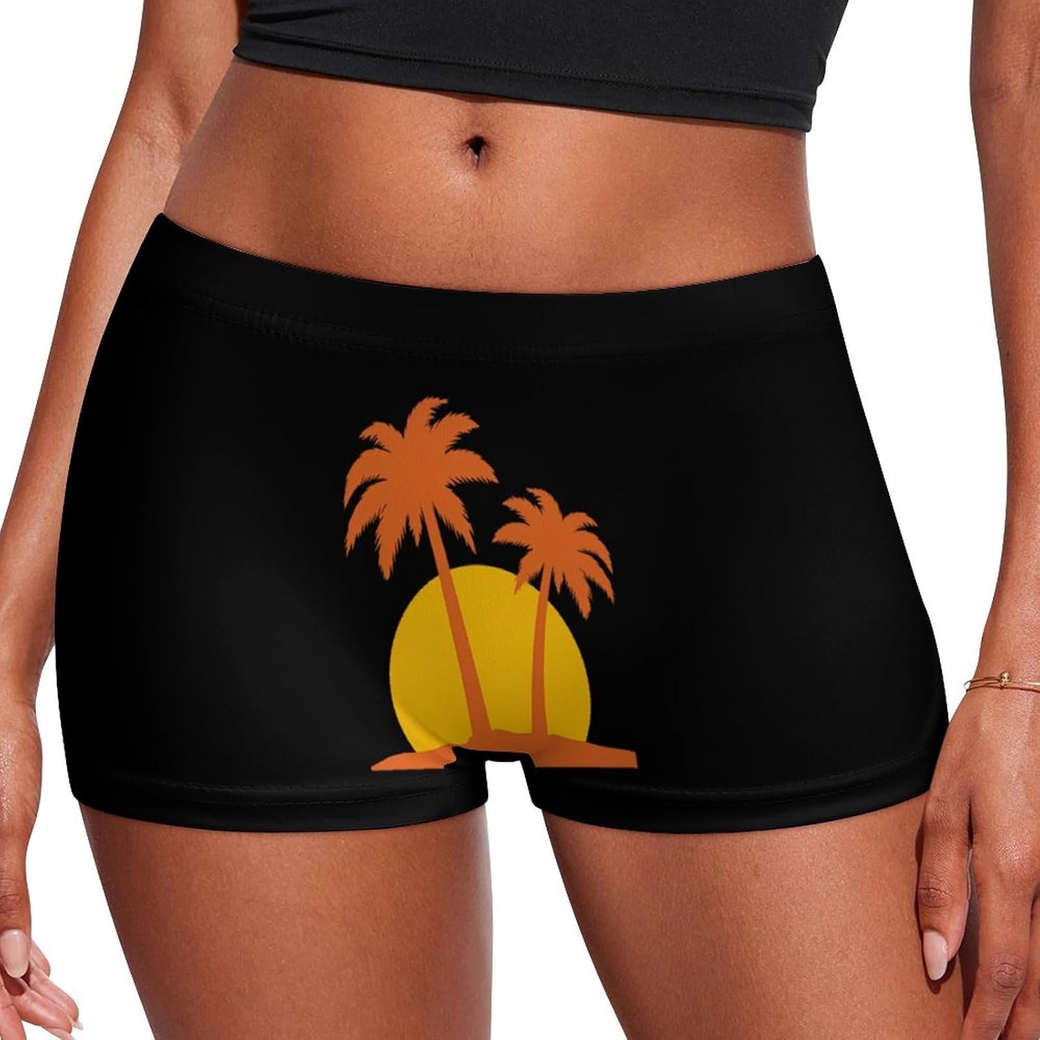 Palm1 Trees And Summer Sunset Fashion Women's Boxer Briefs Breathable Underpants Trunks Stretch Underwear