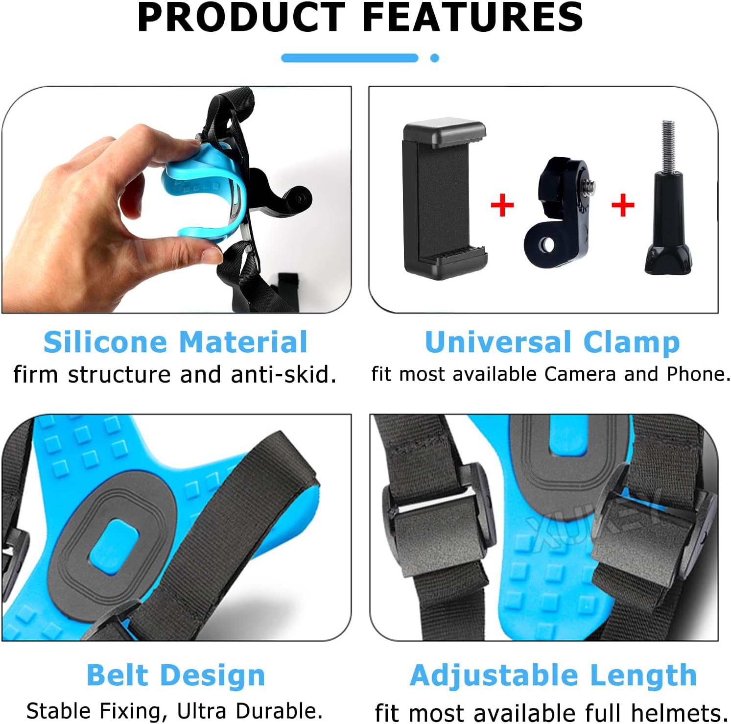 AUTOXBERT Motorcycle Helmet Chin Strap Mount with Phone Clip Kit for GoPro Hero 11/10/9/8, Smartphones, Motocross Helmet Extension Attachment Mounting Accessories
