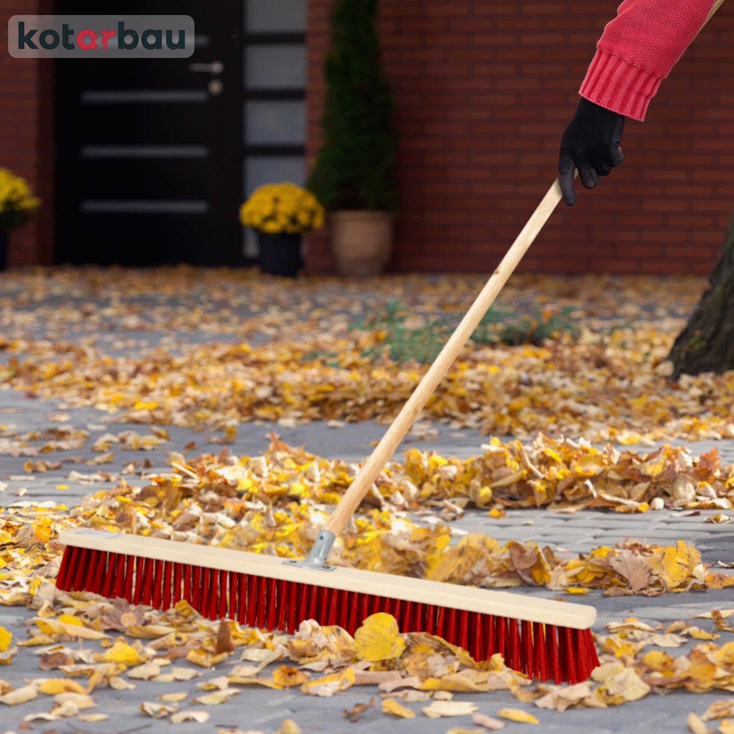 KOTARBAU® Escoba - 85 cm - Natural - Cepillo Barrendero - Jardín de Escoba Exterior - Escobon de Barrer - con Mango - Cepillo Industrial - Madera PVC