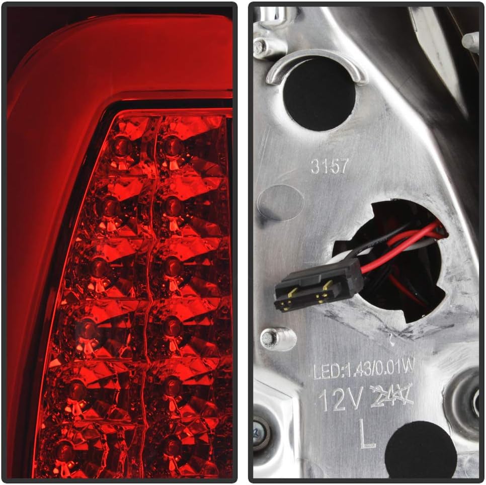 ACANII - For 1997-2003 Ford F150 1999-2007 F-250 F-350 Red Clear LED Pyro Tube Tail Lights Brake Lamps Pair Left+Right