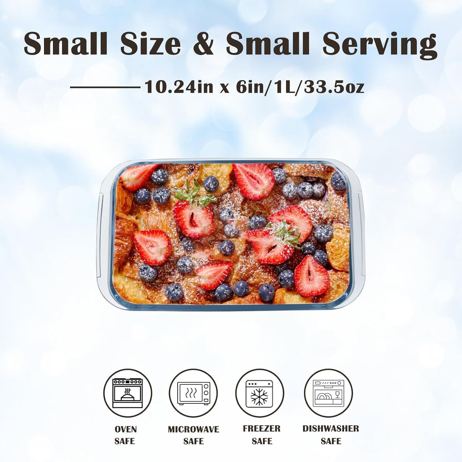 Small Glass Baking Dish for Oven, 1L Casserole Dishes for Oven