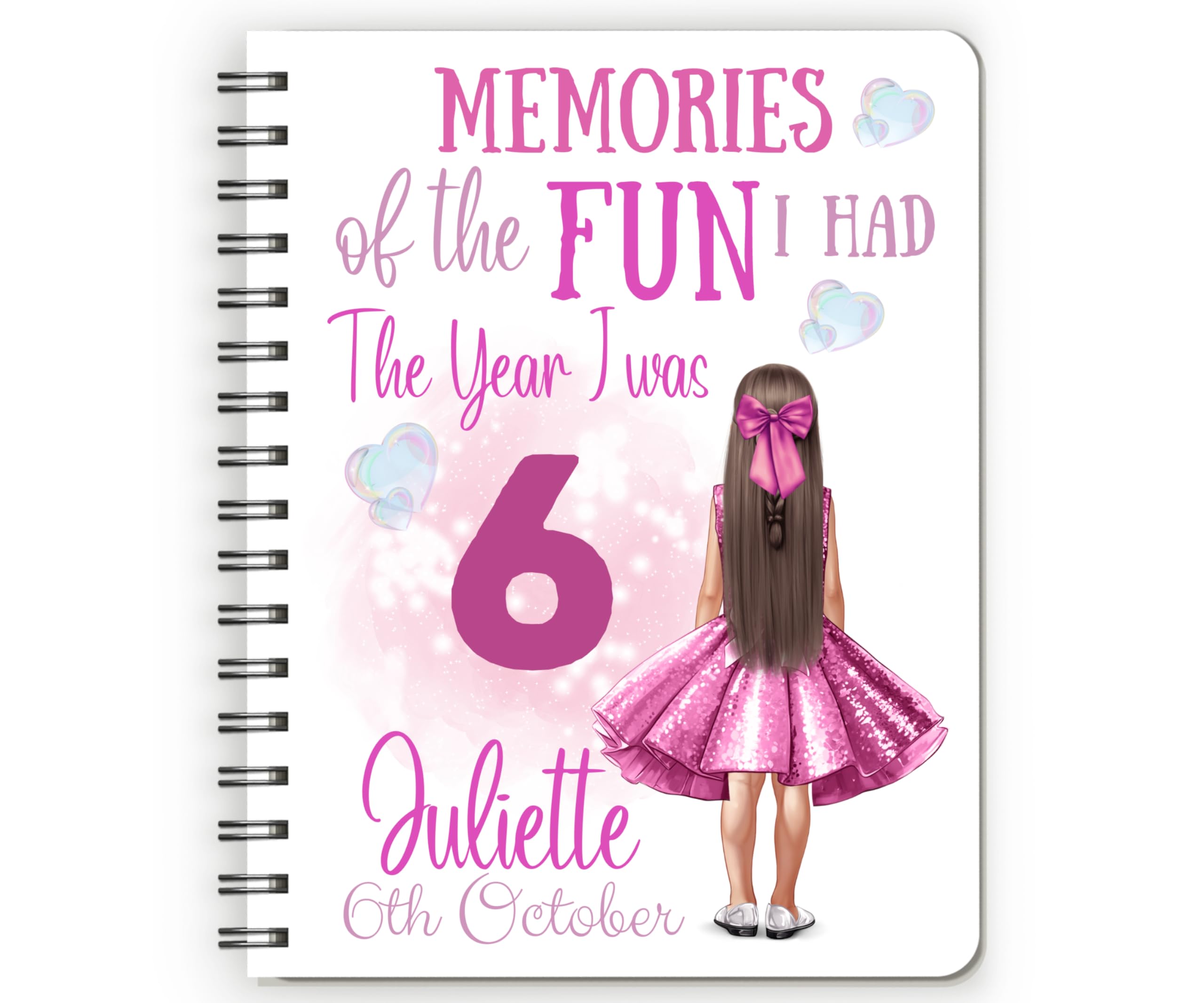 Personalised 6th Birthday Presents for Girls, 6 Year Old Girls Gifts, Kids Notebook/Childrens Journals. Kids Stationery Set Girls, Personalised Coloured Pencils for Girls.