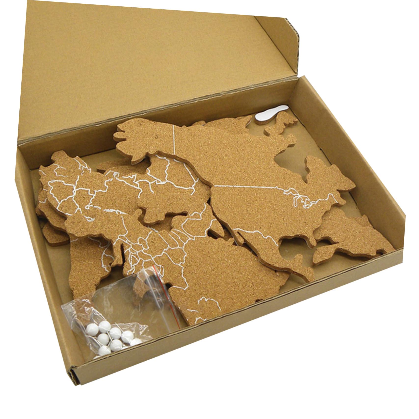 Tableau liège carte du monde autocollante pour décorer sans percer les murs