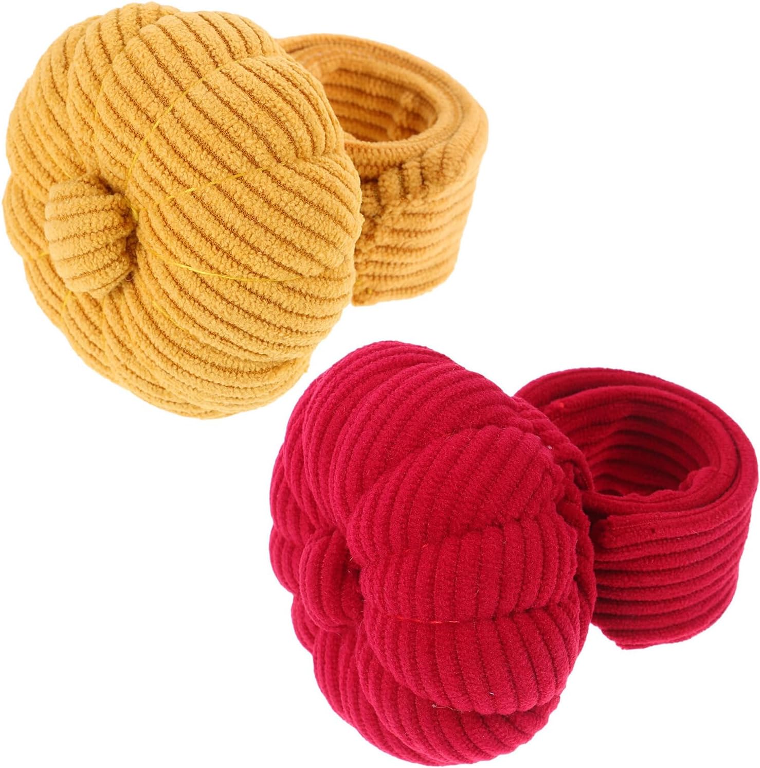 Hohopeti 2pcs Wrist Strap Pin Cushion Sewing Needle Holder Pumpkin Shape Pincushion Organizer Red and Dark Yellow for Quilting and Handcrafts