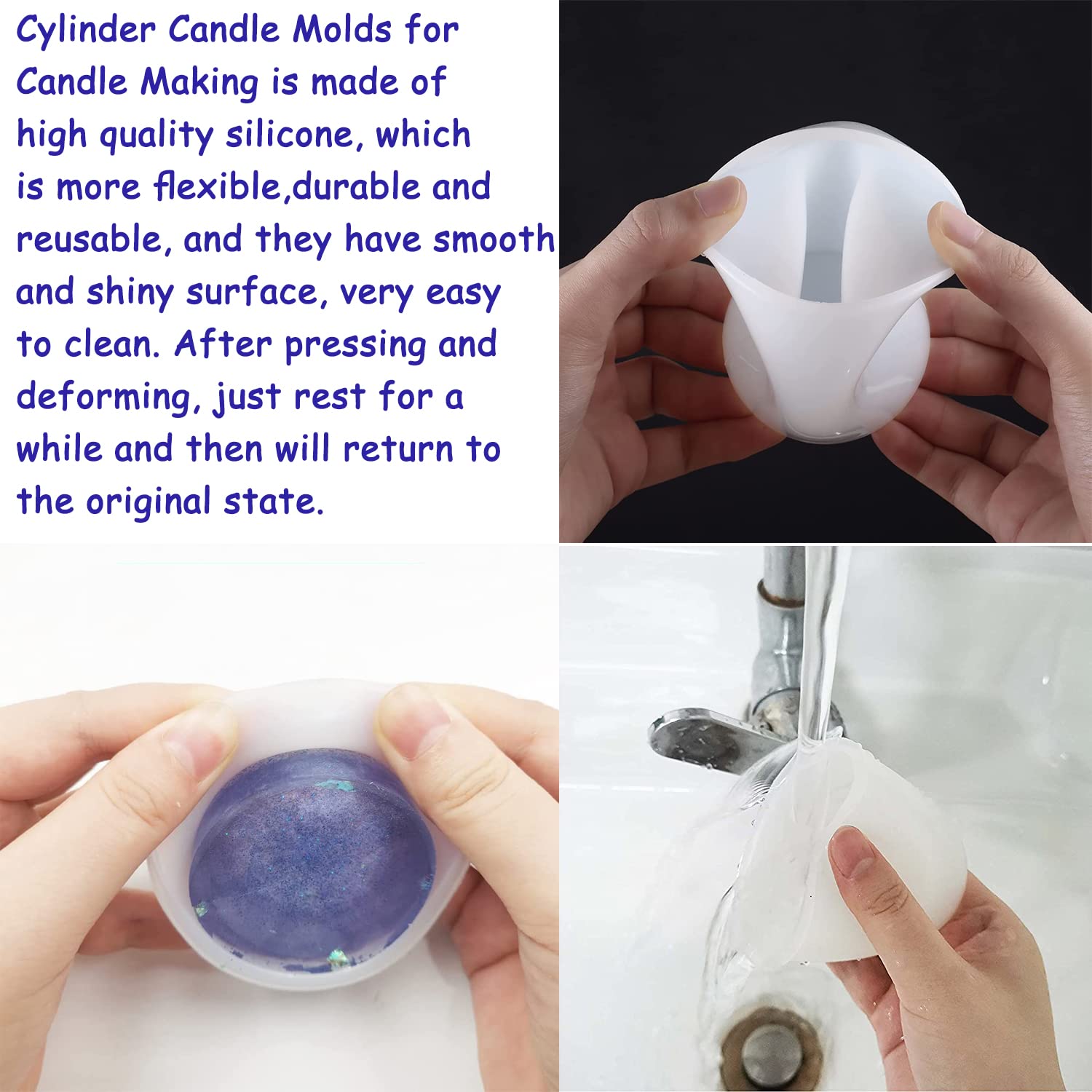 Bubuny Lot De 4 Moule En Silicone Pour Bougie Pour La Fabrication De Bougies En Résine époxy, Moules Cylindriques Pour La Fabrication De Bougies 3D Pour Bougie Parfumée Savon