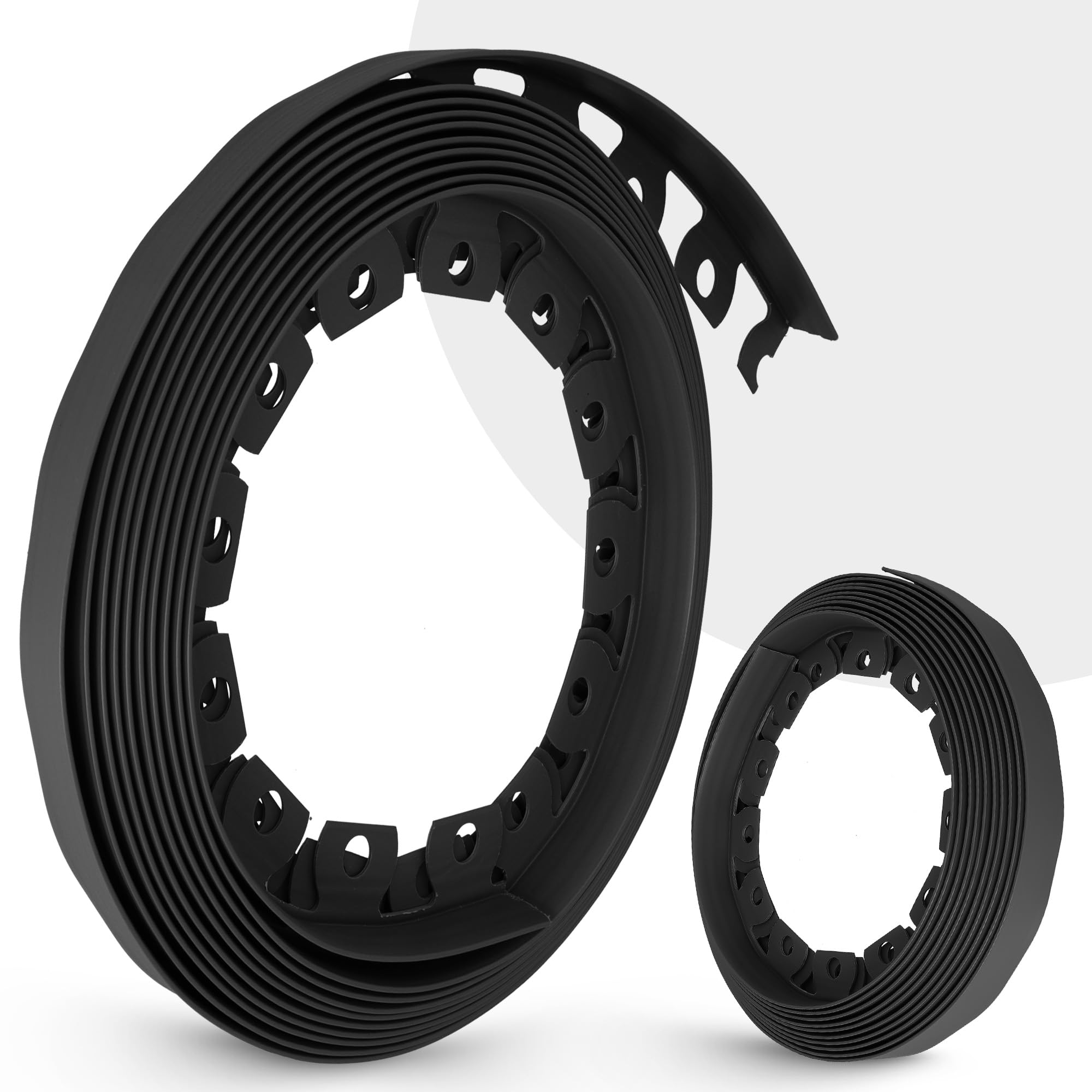Instalguru Borde Césped Jardín 50 m 50 mm Delimitador Flexible Palisada 100x Estacas Anclaje Suelo Clavos Fijación 18 cm Negro Separador Macizo Sendero