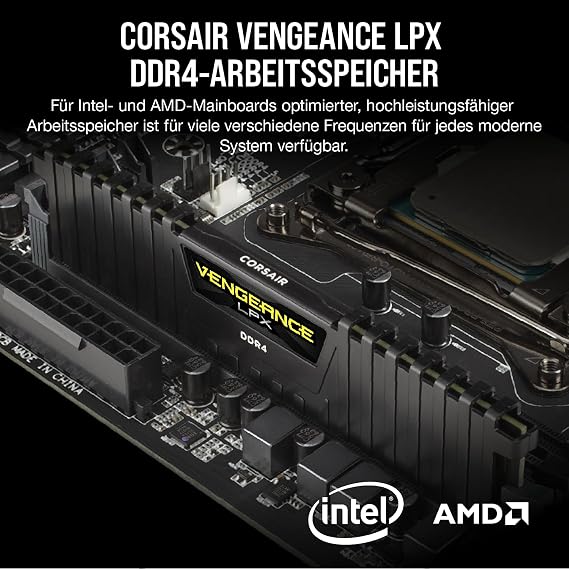 Corsair Vengeance LPX DDR4 RAM 32GB (2x16GB) up to 3200MHz CL16 Intel XMP 2.0 Computer Memory - Black (CMK32GX4M2E3200C16)