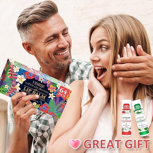 Miniatura 7 de Paquete de 64 bálsamos labiales, bálsamo labial natural a granel con vitamina E y aceite de coco, bálsamos labiales hidratantes a granel para labios