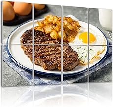 8 Pack Art Acoustic Panels Self Adhesive Healthy Breakfast Steak Eggs 32"x48" Decorative Acoustic Panels Sound Absorbing Wall Art for Studios Office Theaters