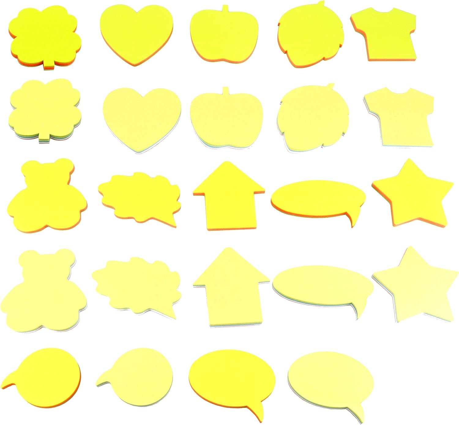 Shapes Sticky Notes,50 Sheets Neon Assorted and 50 Sheets Pastel Assorted in One Shape,12 Different Shapes Self-Stick Notes,50 Sheets/Pad,24 Pad/Pack,4A 50024