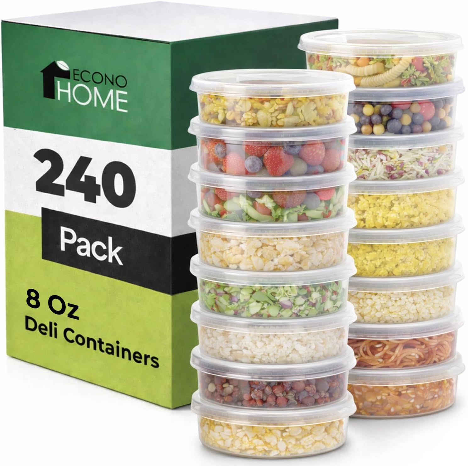 EconoHome Clear Deli Containers with Lids - 240-Pack, 32oz Plastic Containers with Lids for Food Storage, Meal Prep, Leftover, Restaurant Business, Takeout - Fridge, Microwave & Freezer-Safe