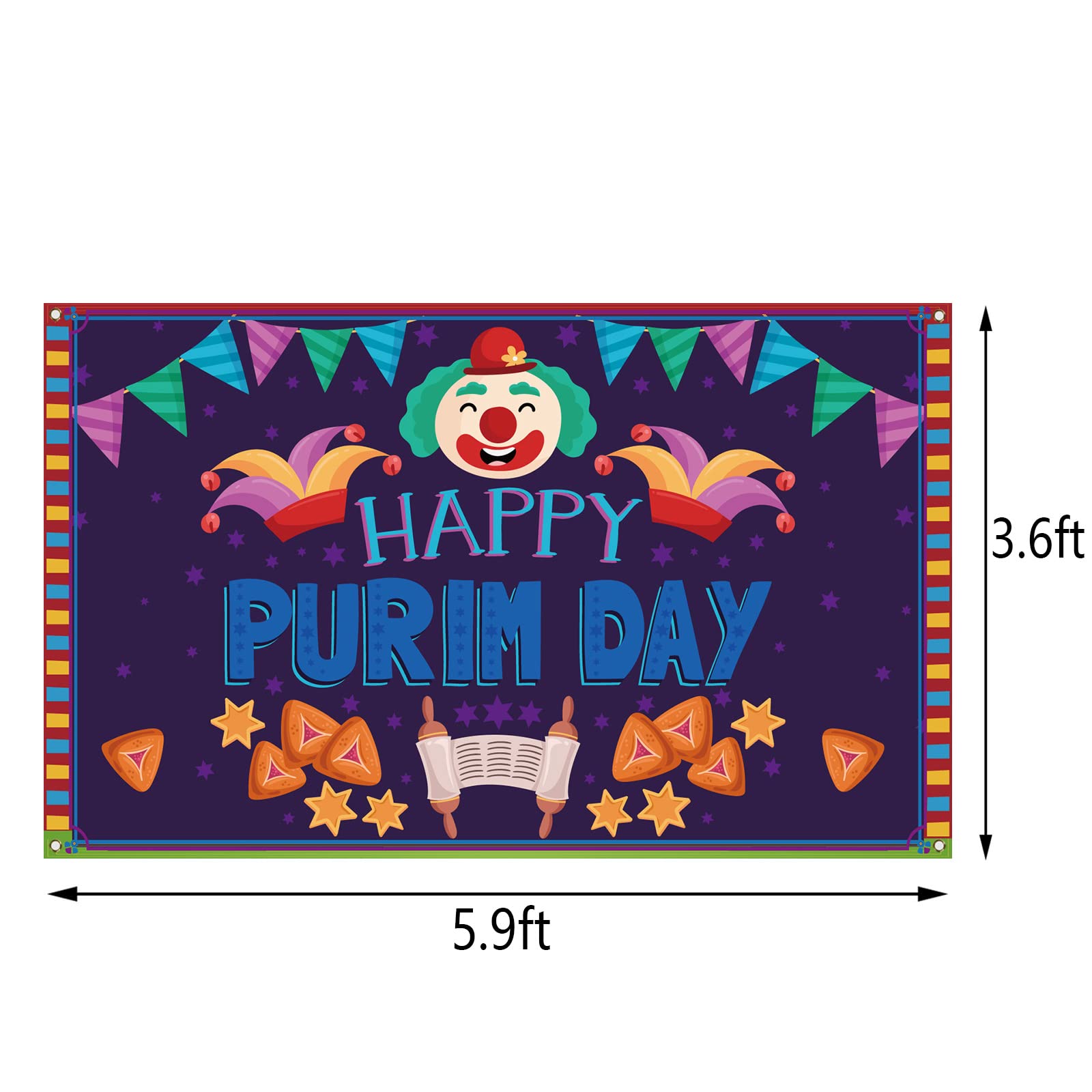Purim Foto-Hintergrund 180x110 Cm – Jüdischer Karneval Hintergrund Für Indoor & Outdoor Partys