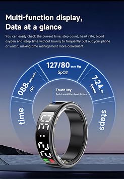 Smart Ring for Samsung IP68 Blood Oxygen Heart Rate Monitor Pedometer Calorie Counter Bluetooth Health Ring Black #8