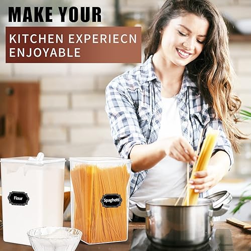 Miniatura 6 de Skroam Contenedores grandes herméticos para almacenamiento de alimentos con tapas, paquete de 10 recipientes de cereales, organización y