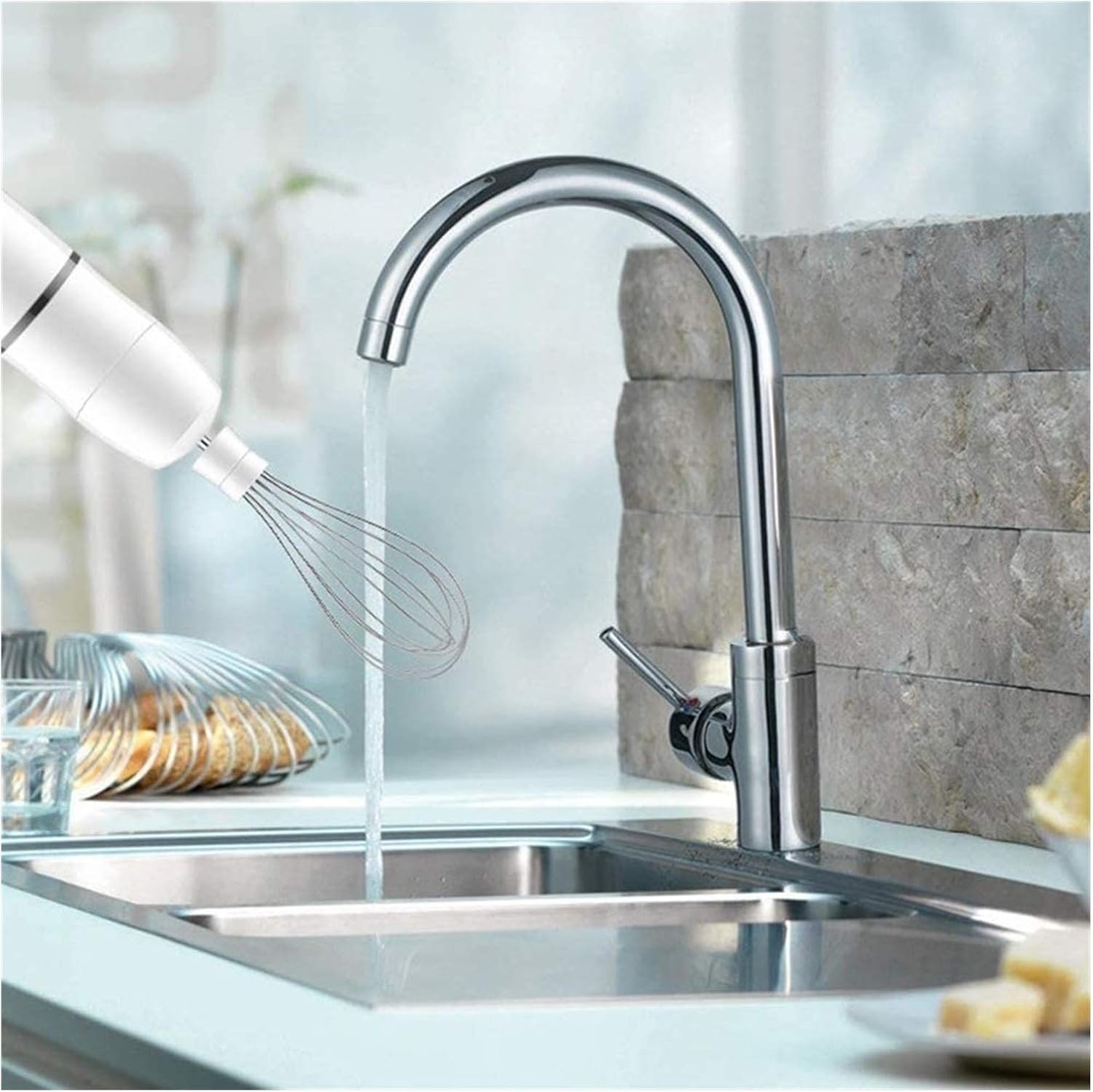 300 Watt 2-Speed Immersion Multi-Purpose Hand Blender Heavy Duty Copper Motor Brushed 304 Stainless Steel With Whisk Attachments