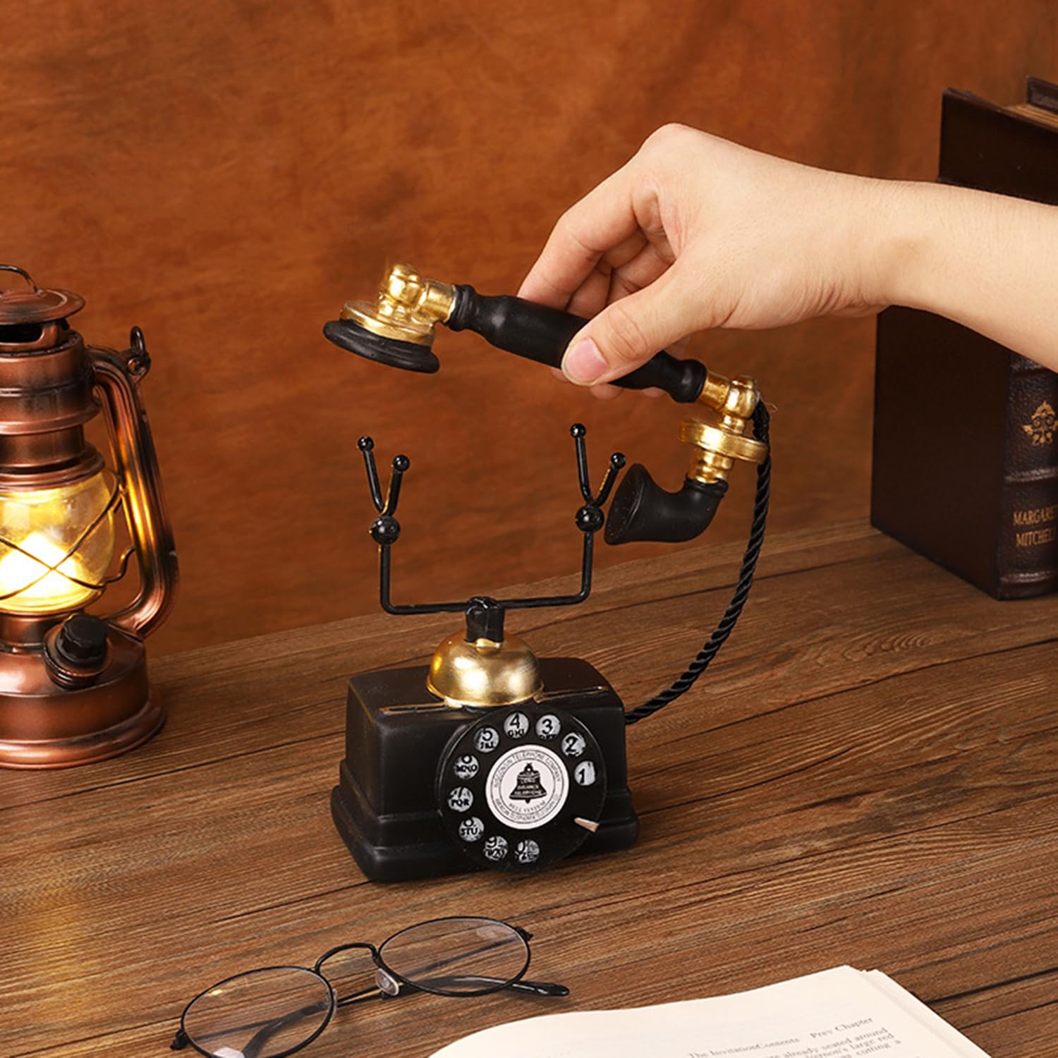 Vintage Resin Telephone - Black & Gold Decorative Phone -2 Vintage Resin Telephone - Black & Gold Decorative Phone -2