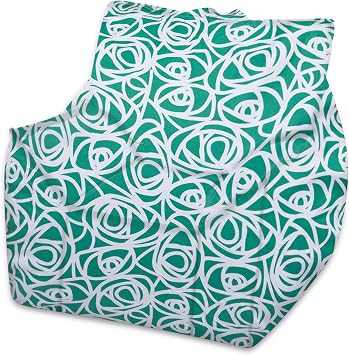 Posh Creations Structured Comfy Bean Bag Chair for Gaming, Reading, and Watching TV, Newport Chair, Canvas - Roses Mint
