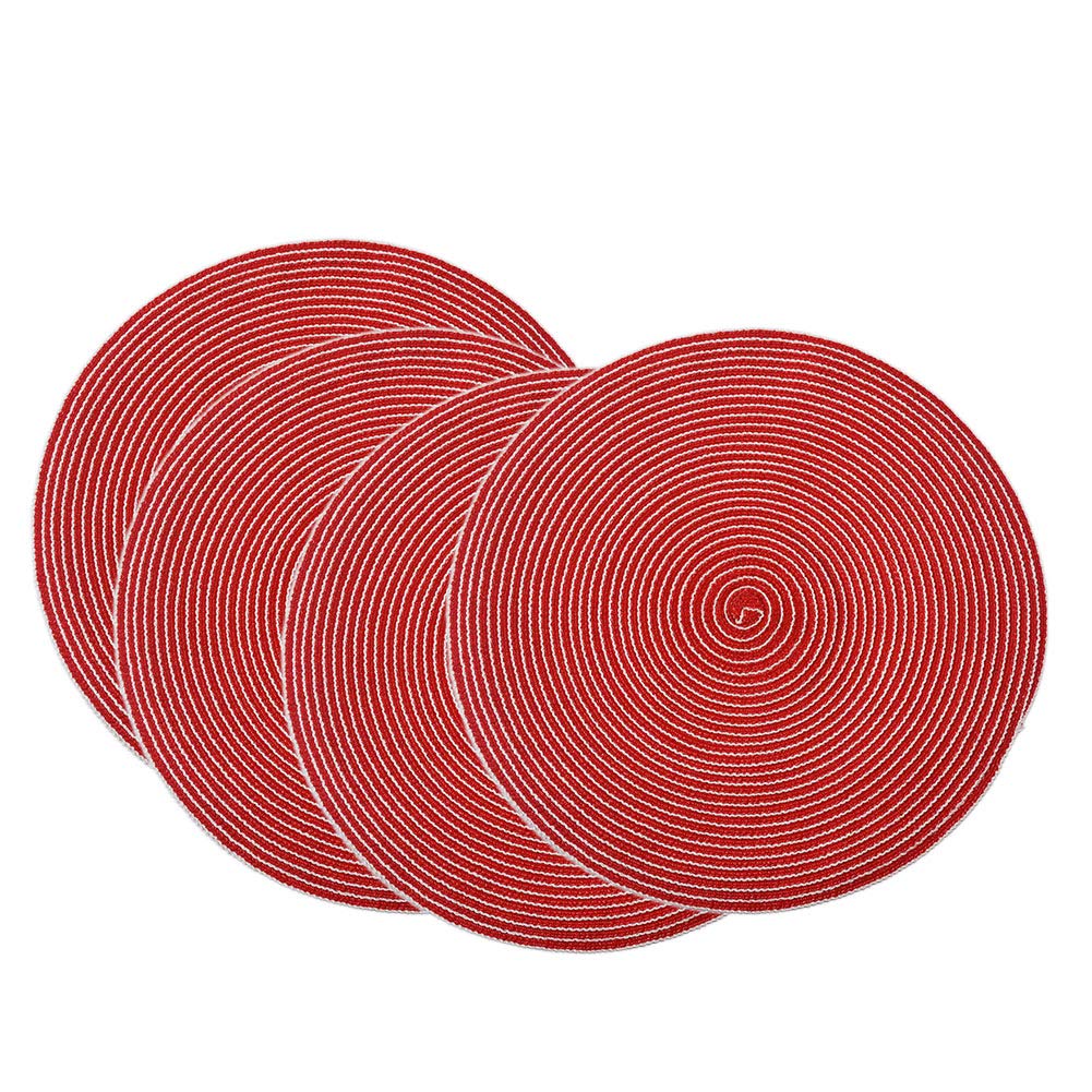Decorazioni per la tavola, tovagliette, Set di 4 tovagliette Rotonde da Cucina più Spesse da 38 cm in Filato di Cotone Intrecciato.