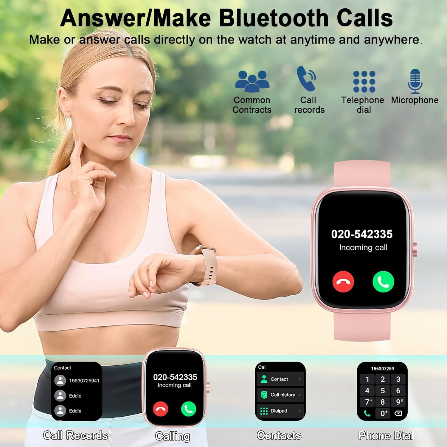 Smartwatch con funzione Alexa integrata, tracker fitness touch screen con funzione di chiamata Bluetooth, orologio fitness con monitoraggio della frequenza cardiaca/sonno