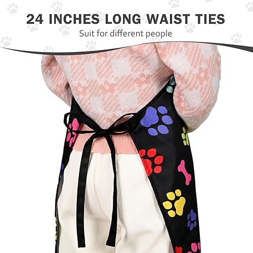 Miniatura 6 de ASPMIZ Colorful Paws - Delantales con 2 bolsillos, delantal de chef ajustable para mujeres y hombres, divertidos delantales de cocina impermeables